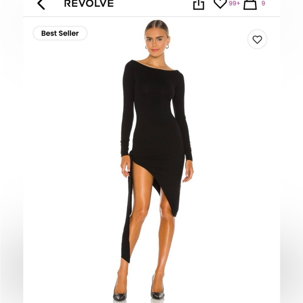 REVOLVE Black Asymmetrical Long Sleeve Dress 🖤